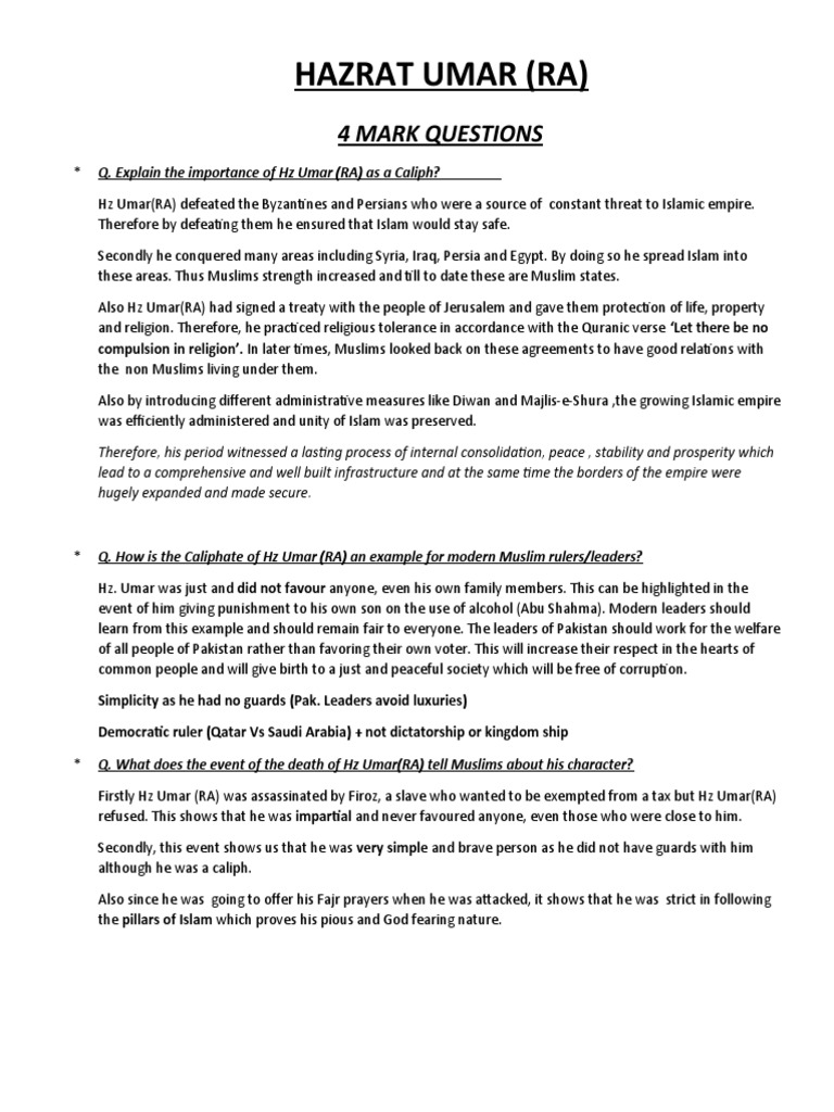 Islamic Leadership Lessons | PDF | Umar | Caliphate