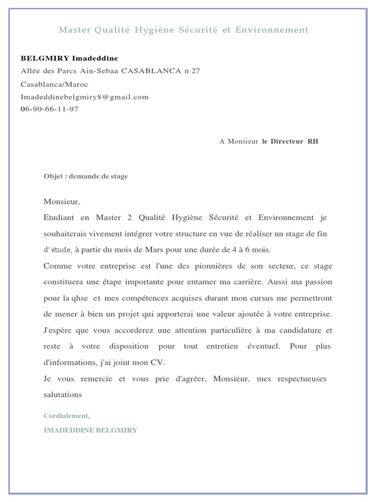 Lettre de Motivation Imadeddine Belgmiry Qhse VF 2 PDF