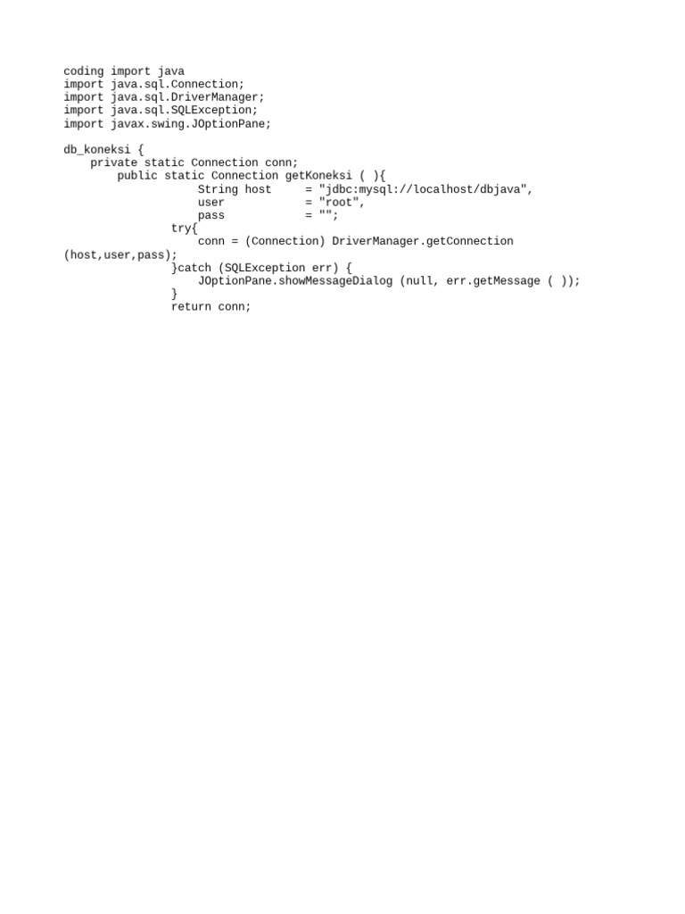 Coding Database Java | PDF