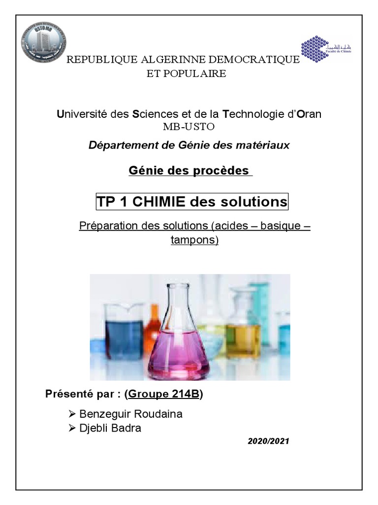 Préparation de Solutions en Chimie | PDF | Acide | Solution tampon