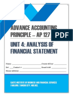 Advance Accounting Principle - Ap 127: Unit 4: Analysis of Financial Statement