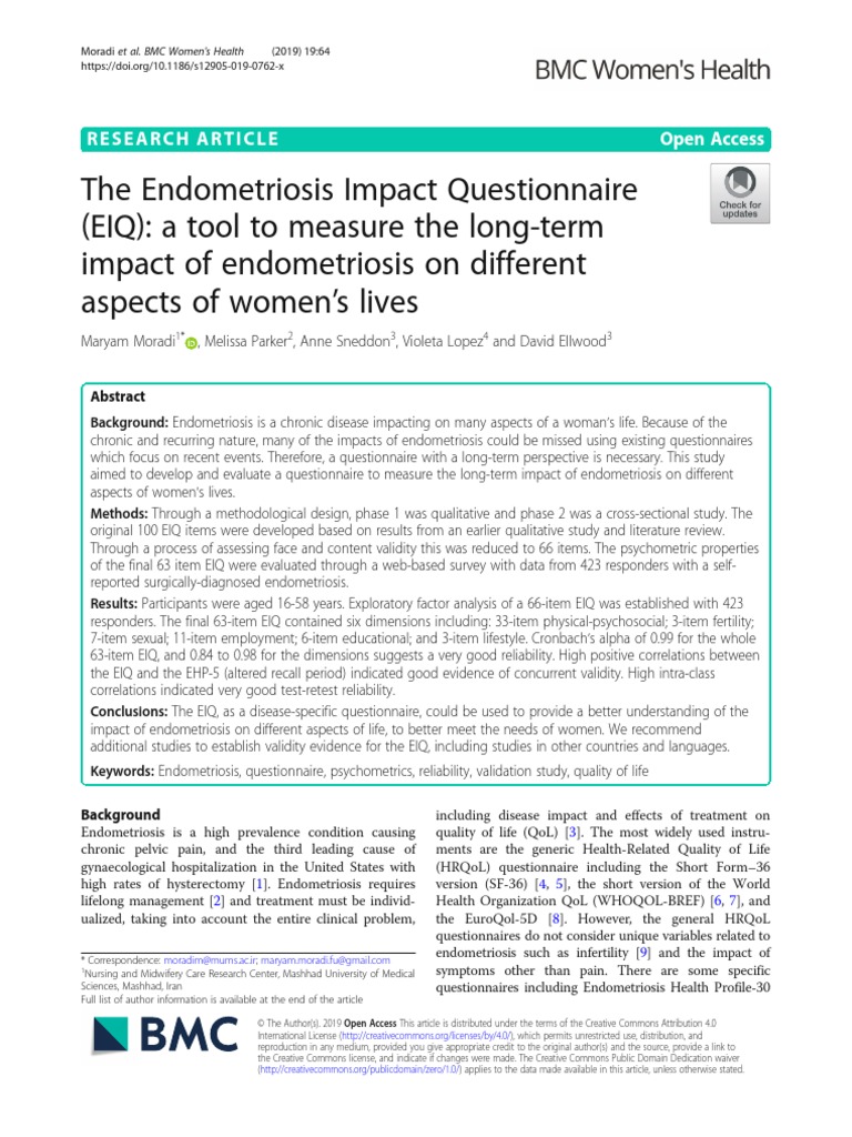 The Endometriosis Impact Questionnaire (EIQ) A Tool To Measure The