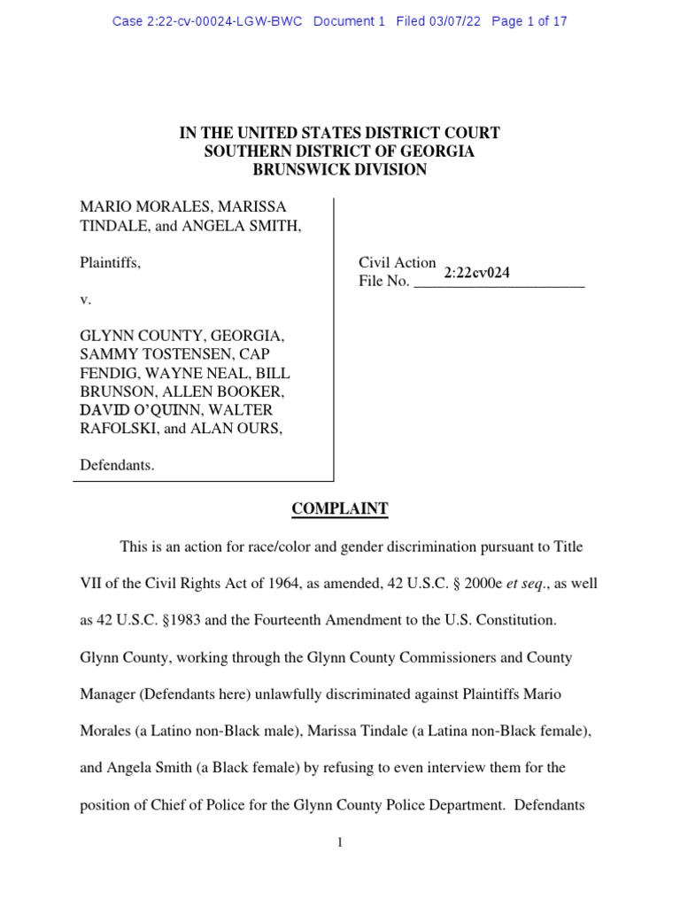 Glynn County Discrimination Lawsuit | PDF | Civil Rights Act Of 1964 |  Equal Employment Opportunity Commission