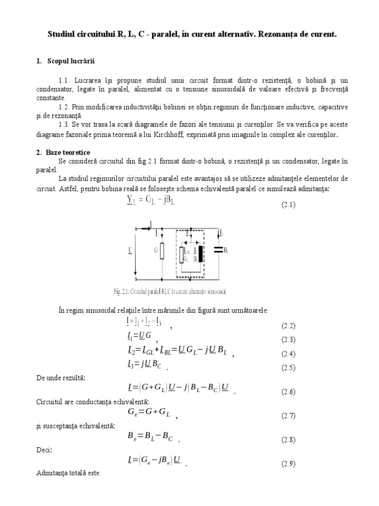 Circuitul - RLC Paralel | PDF