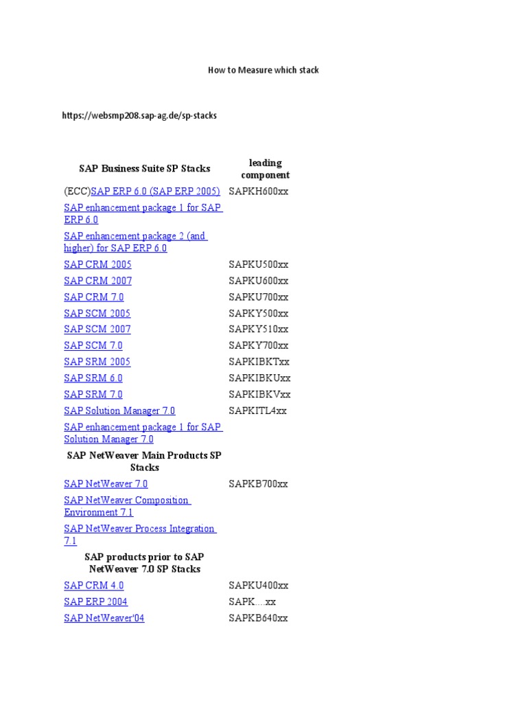 SAP Business Suite SP Stacks Guide | PDF