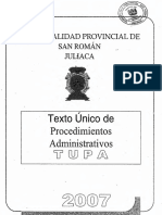 Texto Único de Procedimientos Administrativos - Tupa Juliaca