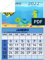 Calendário 2022 Fundo Do Mar