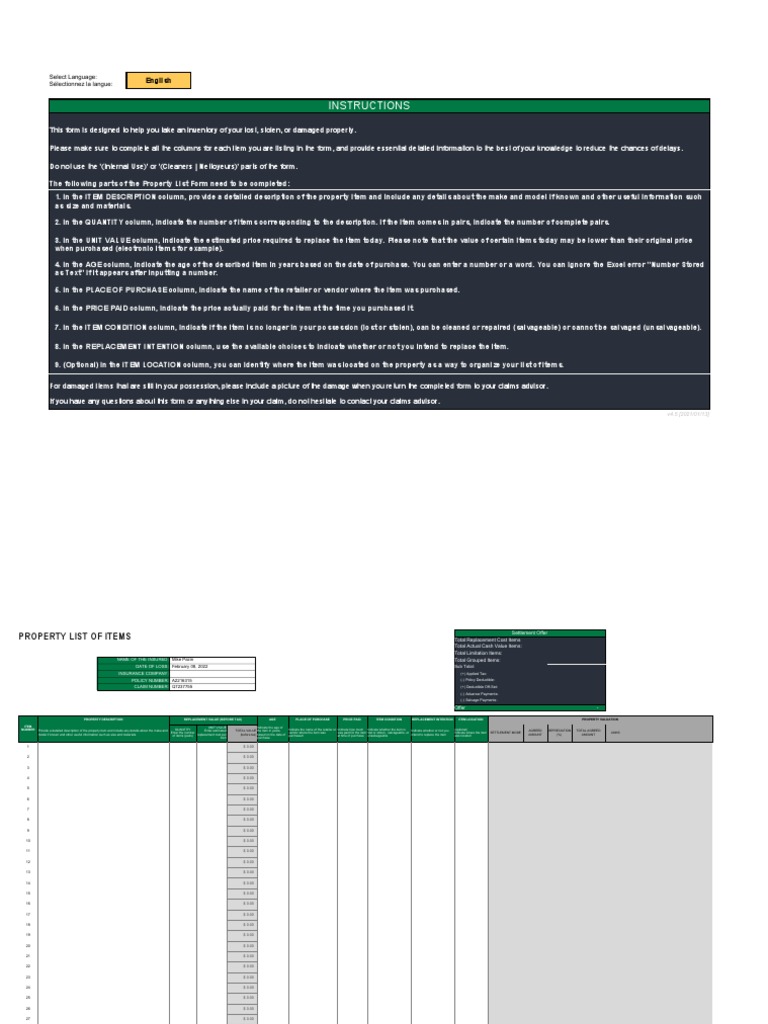 Property Inventory Form for Claims | PDF | Depreciation | Real Estate ...
