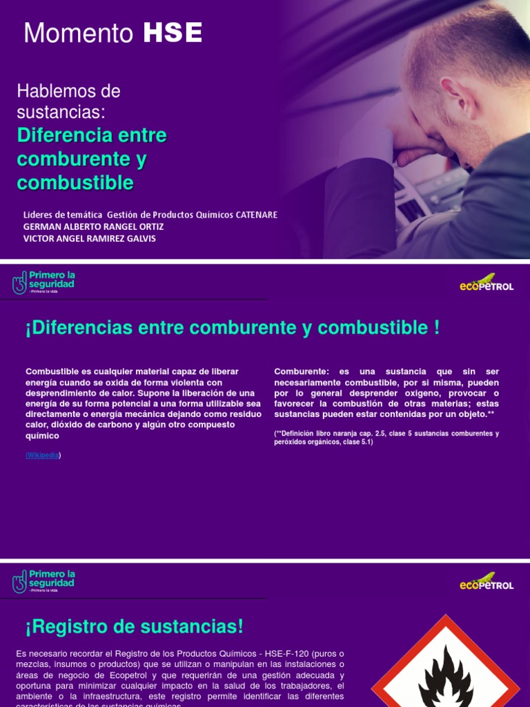 Diferencias Entre Comburente y Combustible PDF Combustibles Agente oxidante