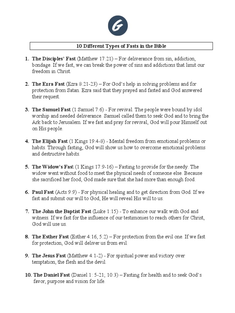 10 Types of Fasting in the Bible | PDF | Fasting | Prayer