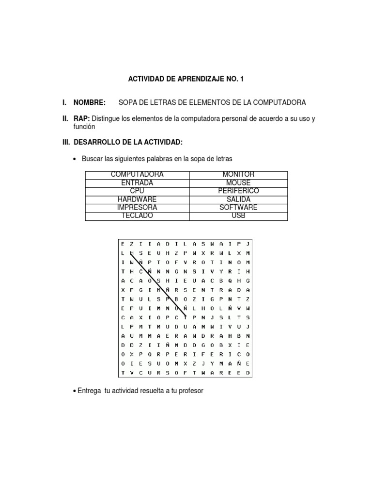 Actividades de Aprendizaje sobre Computadoras | PDF | Hardware de la ...