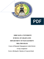 Dire Dawa Universtiy School of Graduates Department of Management Mba Program