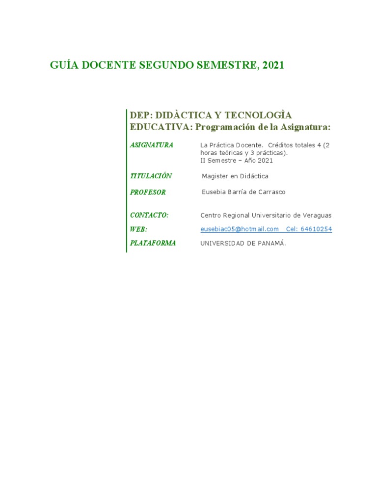 Guía Docente Práctica Docente 2021 | PDF | Maestros | Salón de clases