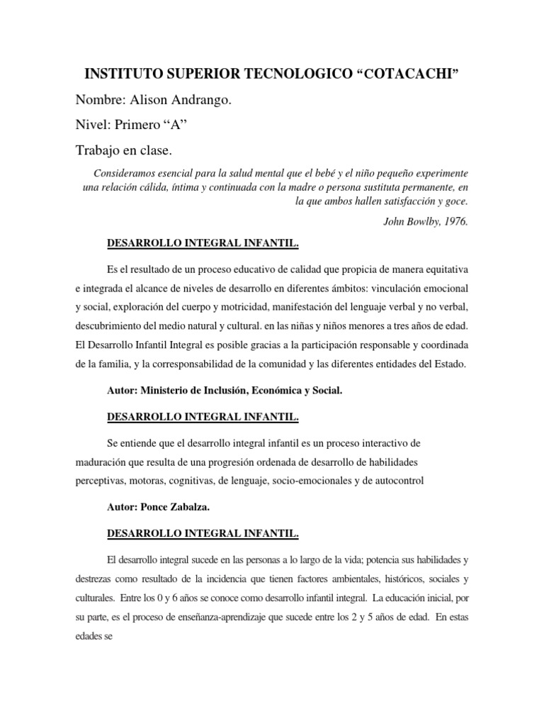 Desarrollo Integral Infantil Descargar Gratis Pdf Aprendizaje