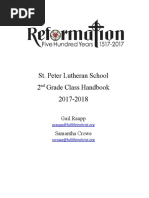 St. Peter Lutheran School 2 Grade Class Handbook 2017-2018: Gail Raupp Samantha Crowe