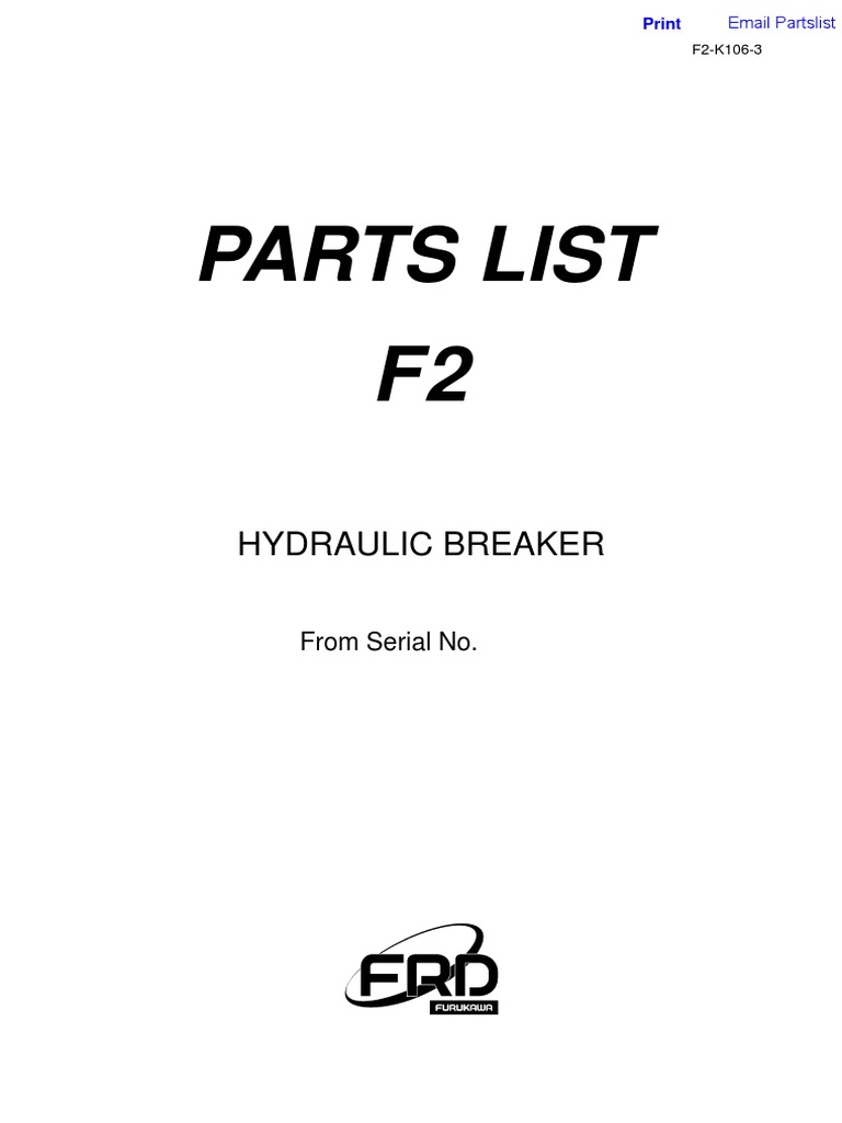 F2 Hydraulic Breaker Parts List | PDF | Nut (Hardware