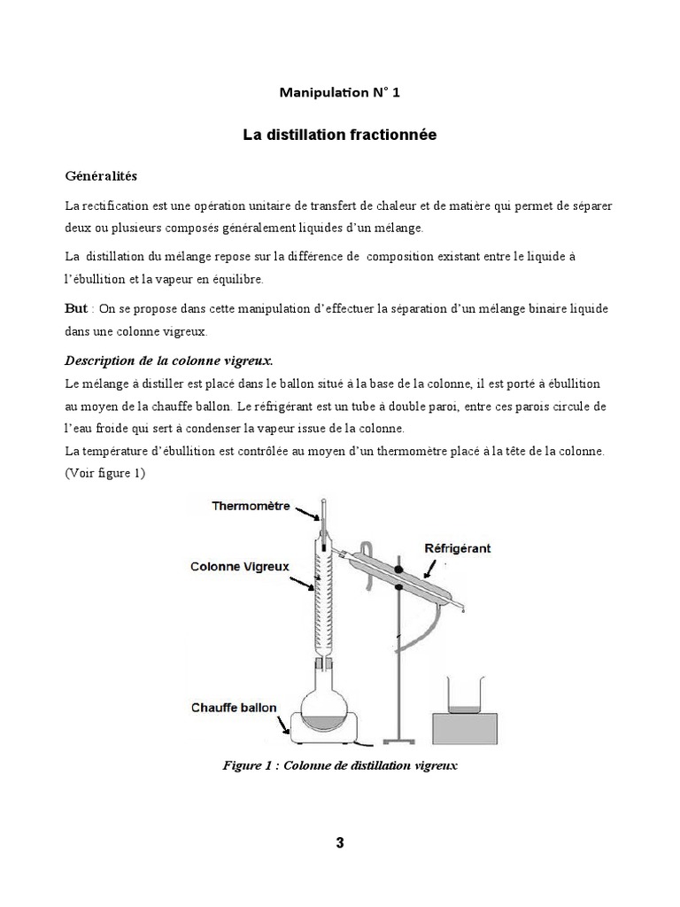 Distillation Fractionnée de Mélanges Binaires | PDF | Distillation ...