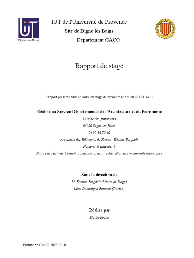 Rapport de Stage Elodie Roche | PDF | Comptabilité analytique | Économie