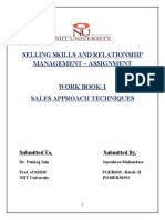 Selling Skills and Relationship Management - Assignment Work Book-1 Sales Approach Techniques