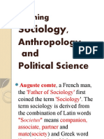 Defining Sociology, Anthropology and Political Science