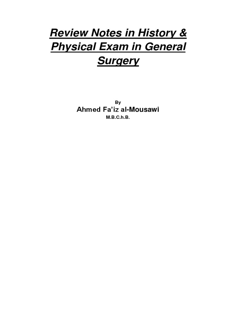 Surgery History and Physical PDF Nausea Breast Cancer