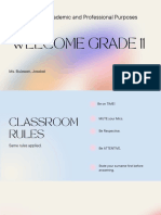 English For Academic and Professional Purposes: Welcome Grade 11