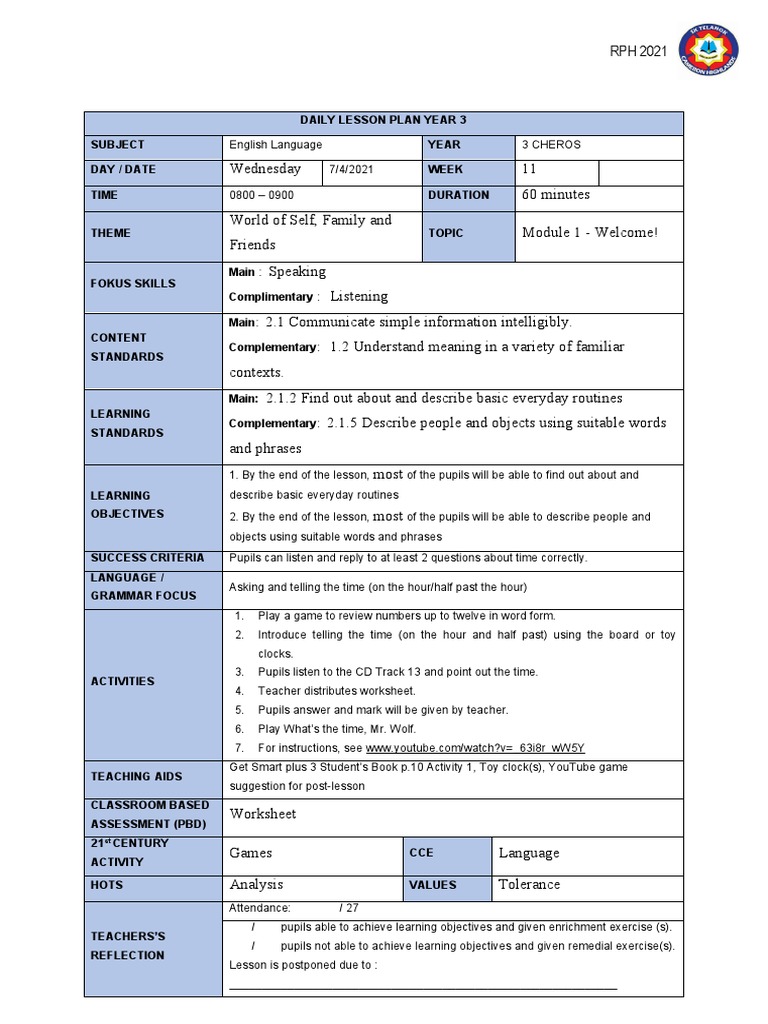 m11 Rabu | PDF | Teachers | Lesson Plan