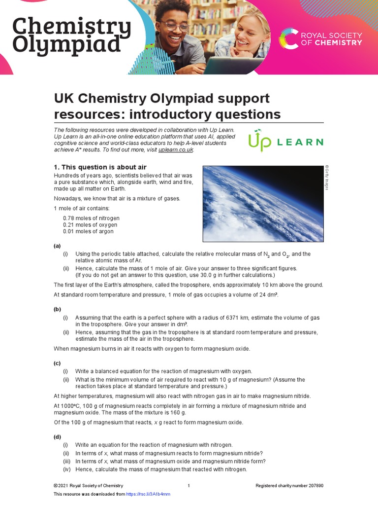 Uk chemistry olympiad support resources introductory questions pdf