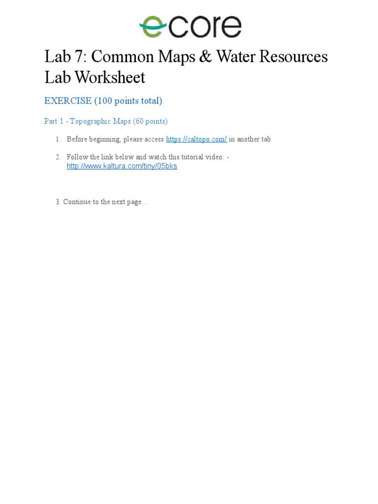 Topographic Maps & Water Resources Lab | PDF | Water Cycle | Water