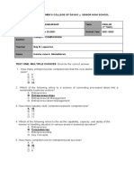 TEST ONE. MULTIPLE CHOICES: Encircle The Correct Answer.: Philippine Women'S College of Davao Senior High School