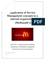 Application of Service Management Concepts To A Selected Organization (Mcdonald'S)