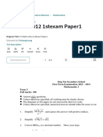 Sing Yin F3 Maths 2012 1stexam Paper1 - PDF - Teaching Mathematics - Science