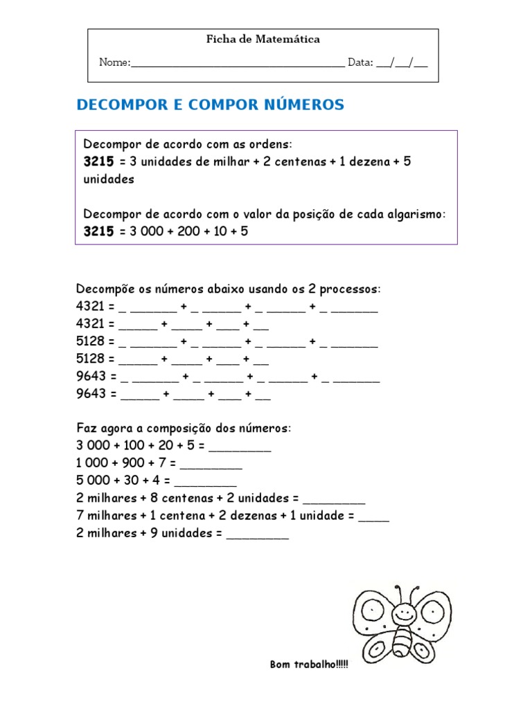 Composição e Decomposição de Números 3º Ano | PDF | Ensino de Matemática