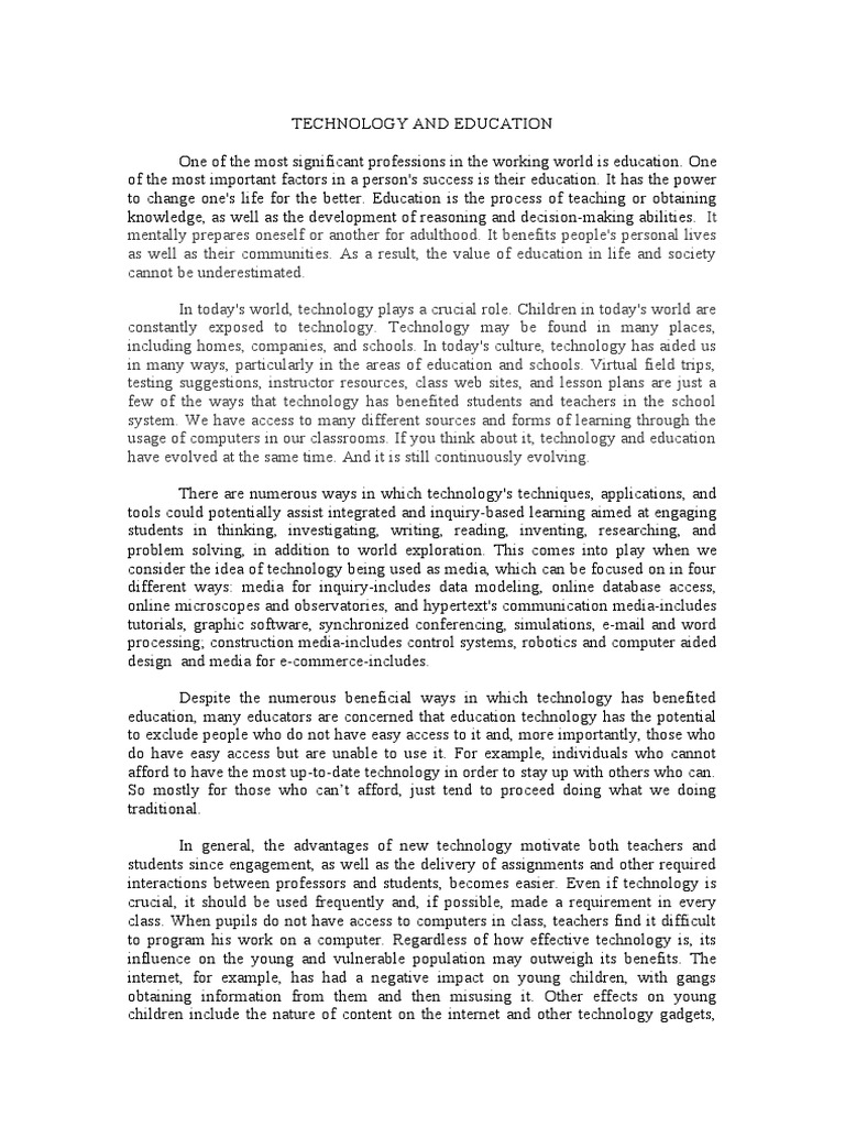 Technology and Education | PDF | Internet | Schools