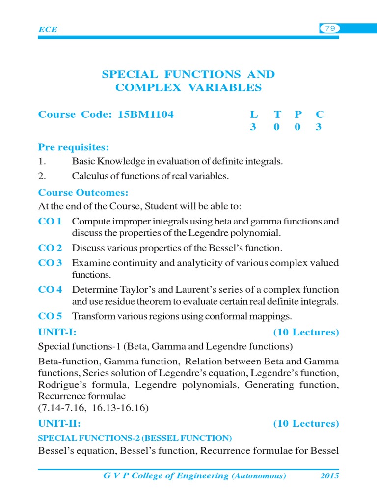 Special Functions and Complex Variables | PDF | Complex Analysis ...