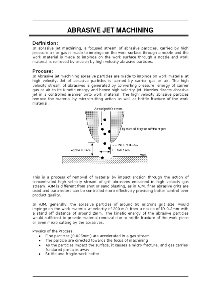 Abrasive Jet Machining Definition PDF Gases Nozzle