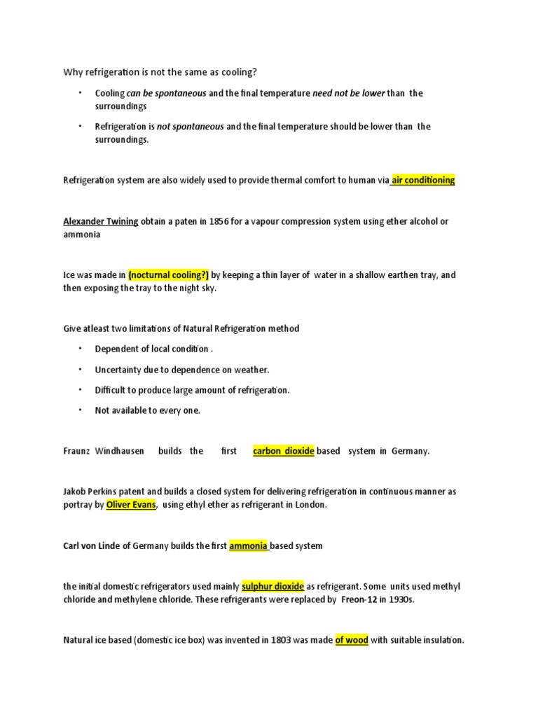 Why Refrigeration Is Not The Same As Cooling? PDF Refrigeration Air Conditioning