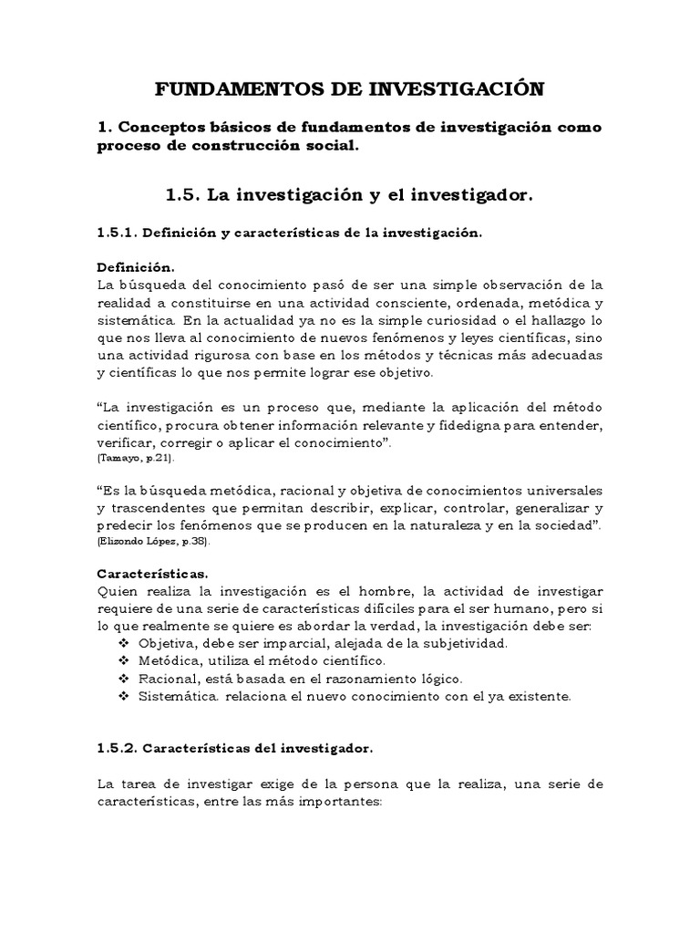 Fundamentos y características de la investigación | PDF | Conocimiento ...