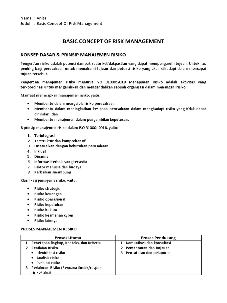 Basic Concept of Risk Management | PDF | Bisnis