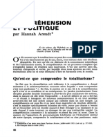 Compréhension Et Politique. Hannah Arendt. Esprit, Juin, 1980