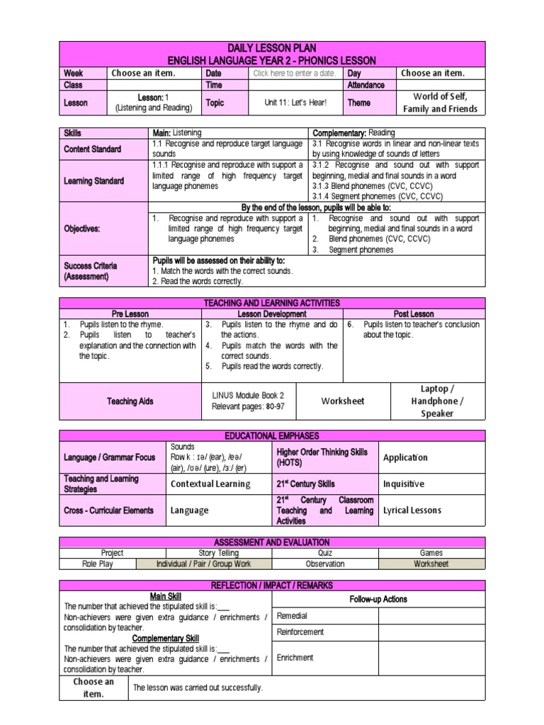 Year 2 Phonics Lesson Plans | PDF | Phonics | Word