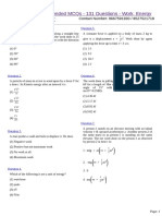 Recommended MCQs on Work, Energy and Power