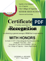 Certificate of Recognition: Pesigan, Alicia Ann