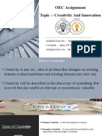 OEC Assignment Topic:-Creativity and Innovation