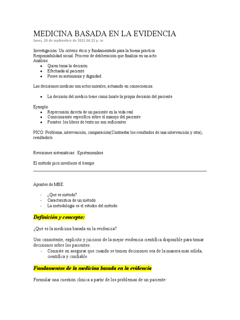 Medicina Basada en Evidencia: Fundamentos y Práctica | PDF | Evidencia ...