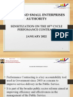 Micro and Small Enterprises Authority: Sensitization On The 18 Cycle Perfomance Contract JANUARY 2022