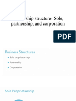(1) Ownership structure - Sole, partnership, and corporation