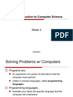 CS161: Introduction To Computer Science: Week 2