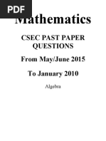 CSEC Mathematics - Algebra - P2 - (2015-2010)