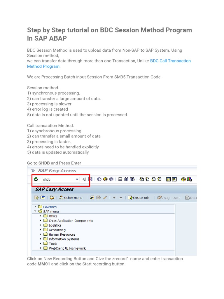 Step by Step Tutorial On BDC Session Method Program in Sap Abap PDF